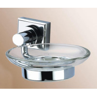 Мыльница стекло 15*13*4,7см., латунь хром