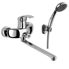 BARON смеситель для ванны однорычажный, переключатель ванна/душ встроен в корпус, L-излив 350 мм