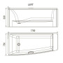 Ванна 170*75*63см асимметричная, левая, без гидромассажа
