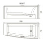 Ванна 170*75*63см асимметричная, правая, без гидромассажа