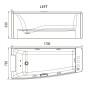 Ванна 170*75*63см, асимметричная, гидромассажная, левая