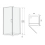 RUDAS душевая кабина 90*90*205см квадратная, распашная, левая, поддон (PUF) 5см с сифоном, стекло прозрачное