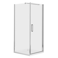 RUDAS душевая кабина 90*90*205см квадратная, распашная, правая, поддон (PUF) 5см с сифоном, стекло прозрачное