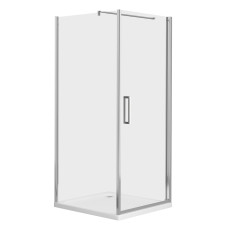 RUDAS душевая кабина 90*90*205см квадратная, распашная, правая, поддон (PUF) 5см с сифоном, стекло прозрачное