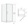 RUDAS душевая кабина 90*90*205см квадратная, распашная, правая, поддон (PUF) 5см с сифоном, стекло прозрачное