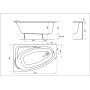 MYSTERY ванна 140*90см асимметричная левая в комплекте с ножками SN7 и элементами крепления