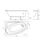 MYSTERY ванна 150*95см асимметричная левая в комплекте с ножками SN7 и элементами крепления