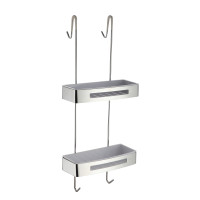 Полочка навесная, двойная с пластиковыми вставками, 720*300*137мм, хром