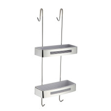 Полочка навесная, двойная с пластиковыми вставками, 720*300*137мм, хром