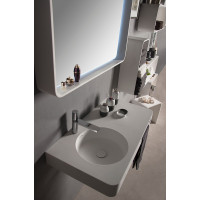 Умывальник-столешница 75*48*14см подвесной каменный с полотенцедержателем, Solid surface