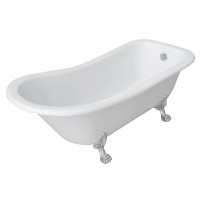 Ванна 176*73*73/58см, отдельностоящая, на львиных лапах, серебро
