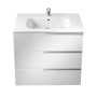 VICTORIA-N тумба 80*46*74см, с умывальником с отв. под смеситель, с 3мя ящ., с функцией плавного опускания, без ножек, белый глянец