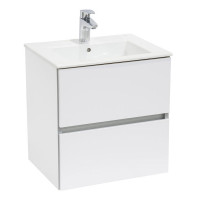 CUBE комплект: тумба 55*65*43см, с 2мя ящ., без ножек, умывальник 65*43см, с отв. под смеситель, цвет белый глянец