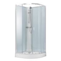 OLIVA бокс 90*90*205см, без крыши, на мелком поддоне, профиль хром, стекло прозрачное