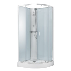 OLIVA бокс 90*90*205см, без крыши, на мелком поддоне, профиль хром, стекло прозрачное