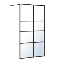 MALLA NEGRA комплект Walk-In 120*200*0,8см с полотенцедержателем, профиль черный матовый