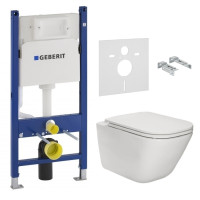 Комплект: GAP Rimless унитаз подвесной с сиденьем Slim с микролифтом + GEBERIT DUOFIX инсталляция