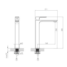 LEON смеситель для умывальника высокий, хром, 26 мм