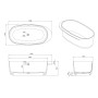 Ванна 163*75*53см отдельностоящая каменная Solid surface, с полочкой