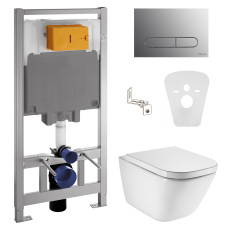 Комплект: GAP Rimless унитаз подвесной с сиденьем с микролифтом  + VOLLE Master инсталляция 4в1, хромированная клавиша