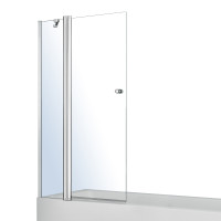 Шторка на ванну 120*140см, с одним неподвижным элементом и поворотным на 180°, с подъемом, прозрачное стекло 6мм, с креплением со стены и ручкой