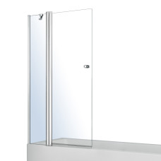 Шторка на ванну 120*140см, с одним неподвижным элементом и поворотным на 180°, с подъемом, прозрачное стекло 6мм, с креплением со стены и ручкой