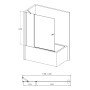 Шторка на ванну 120*140см, с одним неподвижным элементом и поворотным на 180°, с подъемом, прозрачное стекло 6мм, с креплением со стены и ручкой