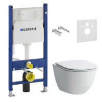 Комплект: PRO Rimless унитаз подвесной, с сиденьем Slim + GEBERIT DUOFIX монтажный комплект, Н112, 12см, без клавиши