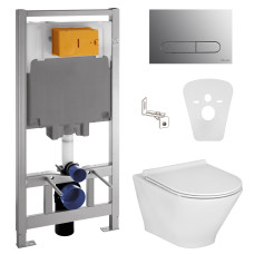 Комплект: GAP ROUND Rimless унитаз подвесной, с сиденьем Slim с микролифтом + VOLLE MASTER комплект инсталляции 4в1, клавиша хром