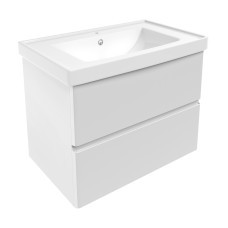 OLIVA комплект мебели 80см белый: тумба подвесная, 2 ящика + умывальник накладной арт 13-01-065В
