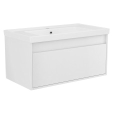 LABE комплект мебели 80см, белый: тумба подвесная, 1 ящик + умывальник накладной арт i110302