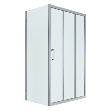 LEXO душевая кабина 100*80*195см с 3хсекционной раздвижной дверью, прозрачное стекло 6мм, хром