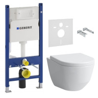 Комплект: PRO Rimless унитаз подвесной, с сиденьем + GEBERIT DUOFIX монтажный комплект для подв. унитаза, Н112, 12 см (UP100), без клавиши