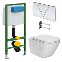 Комплект: GAP Rimless унитаз подвесной с сиденьем Slim, с микролифтом + VIEGA комплект инсталляции Standart 3в1