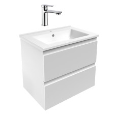 Комплект: LEON тумба подвесная, 2 ящика + умывальник накладной + смеситель 15201100