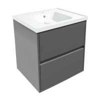 TEO комплект мебели 65см серый: тумба подвесная, 2 ящика + умывальник накладной арт 15-88-060