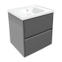TEO комплект мебели 65см серый: тумба подвесная, 2 ящика + умывальник накладной арт 15-88-060