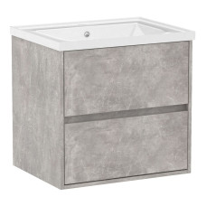 TEO комплект мебели 65см бетон: тумба подвесная, 2 ящика + умывальник накладной арт 15-88-060