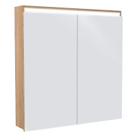 BILOVEC зеркальный шкаф 80*80см, с подсветкой, цвет дуб крафт