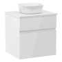 BLATNA L комплект мебели 60см, белый: тумба подвесная, со столешницей, 2 ящика + умывальник накладной арт i11143