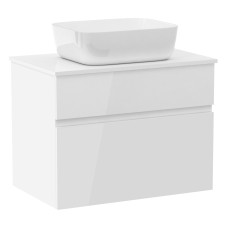 BLATNA L комплект мебели 80см, белый: тумба подвесная, со столешницей, 2 ящика + умывальник накладной арт i11143