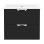 NOVA VLNA M комплект мебели 60см, черный: тумба подвесная, 2 ящика + умывальник накладной арт i11052