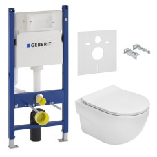 Комплект: MERIDIAN Rimless унитаз подвесной 48см, с сиденьем Slim + DUOFIX Basic монтажный элемент 112см, со смывным бачком, без клавиши смыва