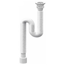 Сифон для умывальника, гофровый, с разборным выпуском, сетка выпуска Ø65 мм, гофра Ø40/50 мм, 400-1200 мм