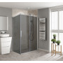 LEON душевая кабина 120*90*195см с раздвижной дверью реверсивная, стекло тонированное 6мм, профиль хром, без поддона