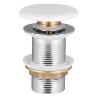 Донный клапан click-clack c белой керамической крышкой, латунь, 1 1/4