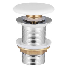 Донный клапан click-clack c белой керамической крышкой, латунь, 1 1/4