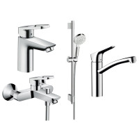 LOGIS LOOP набор 4 в 1смесителей для ванны, умывальник 100 + кухня (71154000+71413000+27353400+13815000)