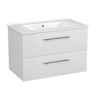 NEMO NEW комплект мебели 80см белый: тумба подвесная, 2 ящика + умывальник накладной арт 13-01-080B