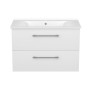 NEMO NEW комплект мебели 80см белый: тумба подвесная, 2 ящика + умывальник накладной арт 13-01-080B